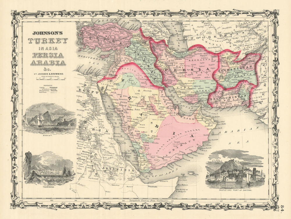 Johnson's Turkey In Asia, Persia, Arabia. Middle East. Abu Dhabi 1861 old map