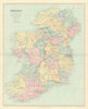 Ireland. Counties, railways & provinces. Large 64x52cm. STANFORD 1894 old map
