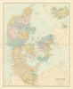 Denmark, Schleswig & Holstein. Iceland Bornholm. Large 66x52cm STANFORD 1894 map