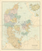 Denmark, Schleswig & Holstein. Iceland Bornholm. Large 66x52cm STANFORD 1894 map