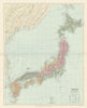 The Islands of Japan, in Provinces/prefectures. 65x52cm. STANFORD 1894 old map