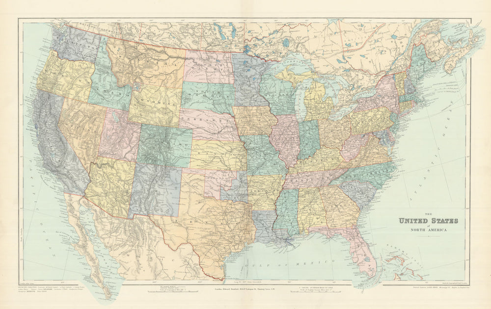 United States of America. North Dakota named State of Lincoln. STANFORD 1894 map