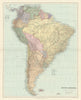 South America. Large 64x51cm. STANFORD 1894 old antique vintage map plan chart