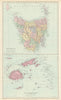 Tasmania & Fiji Archipelago. Vanua Levu. Viti Levu. STANFORD 1894 old map
