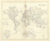 The World on Mercator's Projection. SWANSTON 1860 old antique map plan chart