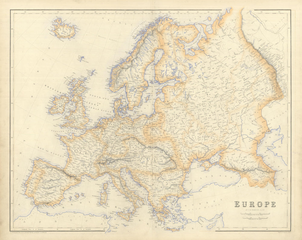 Europe by G.H. SWANSTON 1860 old antique vintage map plan chart