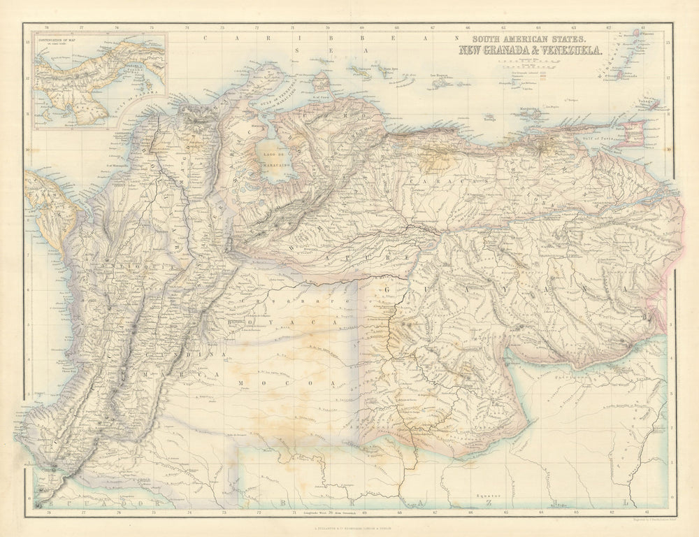 South America. New Granada & Venezuela. Colombia Panama. SWANSTON 1860 old map