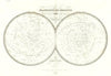 Planisphères célestes. Celestial star chart Astronomy. LAPIE 1828 old map