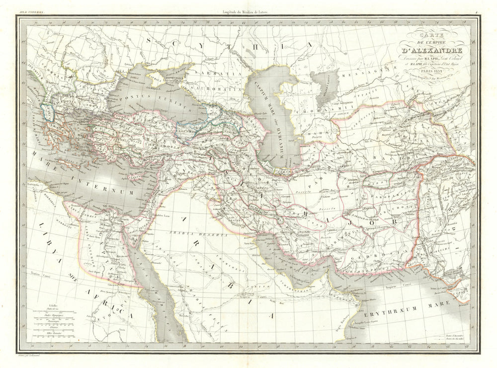 Carte de l'Empire d'Alexandre. Empire of Alexander the Great. LAPIE 1832 map