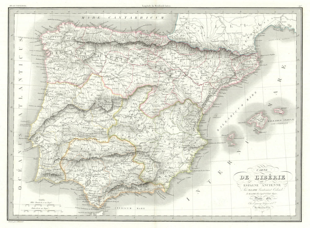 Carte de l'Ibérie ou Espagne ancienne. Iberia or Ancient Spain. LAPIE 1831 map