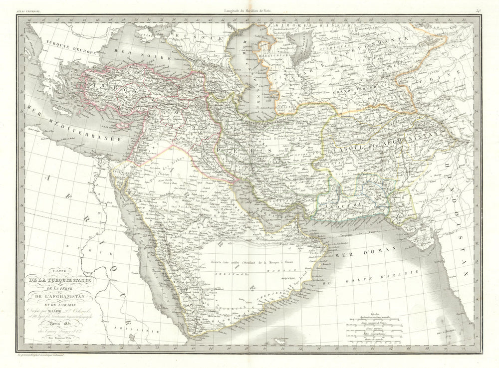 Carte de la Turquie d'Asie, de la Perse… SW Asia Arabia Iran. LAPIE 1831 map