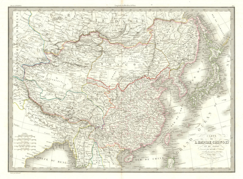 Carte de l'Empire Chinois et du Japon. China & Japan. LAPIE 1832 old map