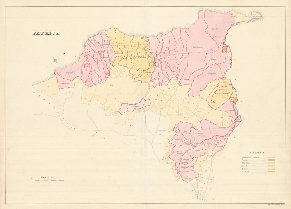 Patrick Parish, Glenfaba Sheading, Isle of Man by James Woods 1829 old map