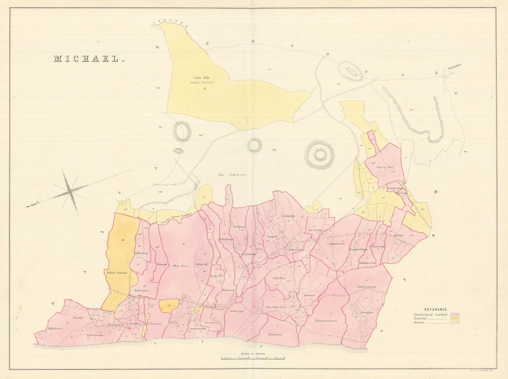 Michael Parish, Isle of Man by James Woods 1829 old antique map plan chart