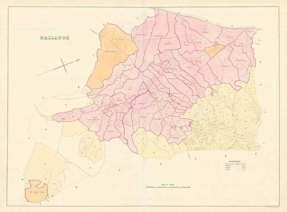 Ballaugh Parish, Michael Sheading, Isle of Man by James Woods 1829 old map