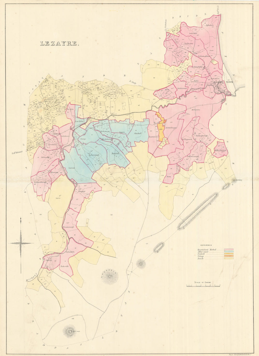 Lezayre Parish & Ramsey, Ayre Sheading, Isle of Man by James Woods 1829 map