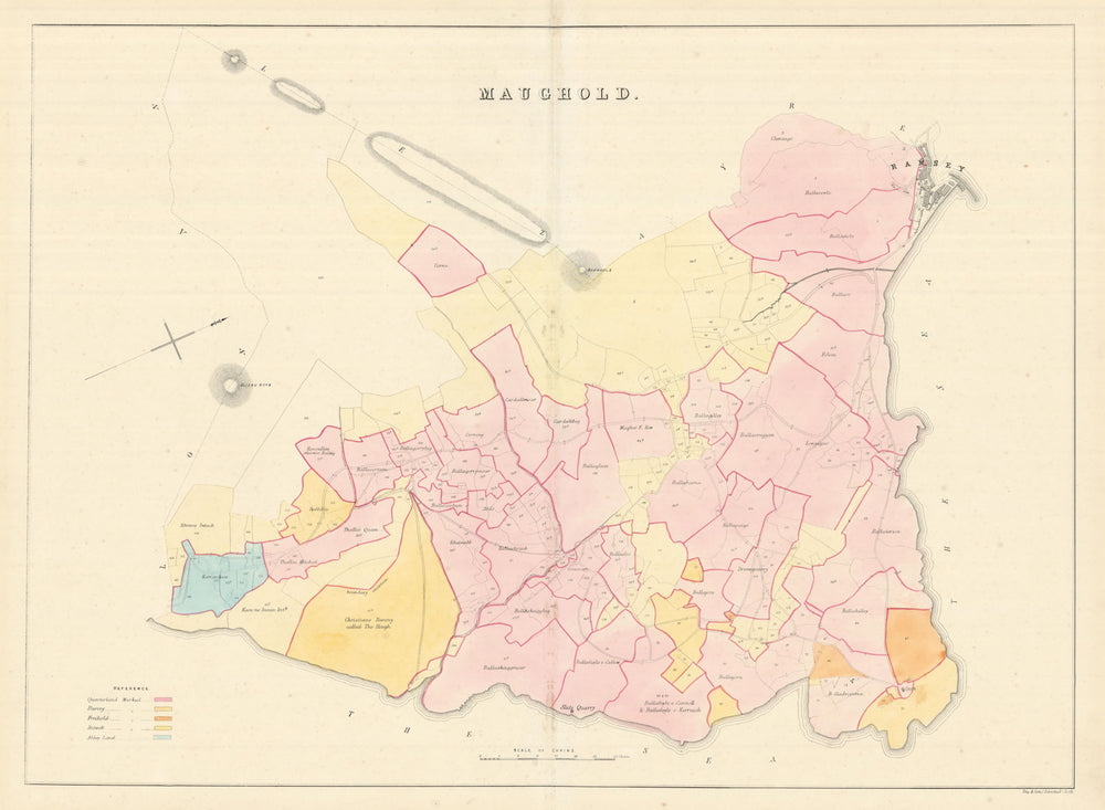 Maughold Parish & Ramsey, Garff Sheading, Isle of Man by James Woods 1829 map