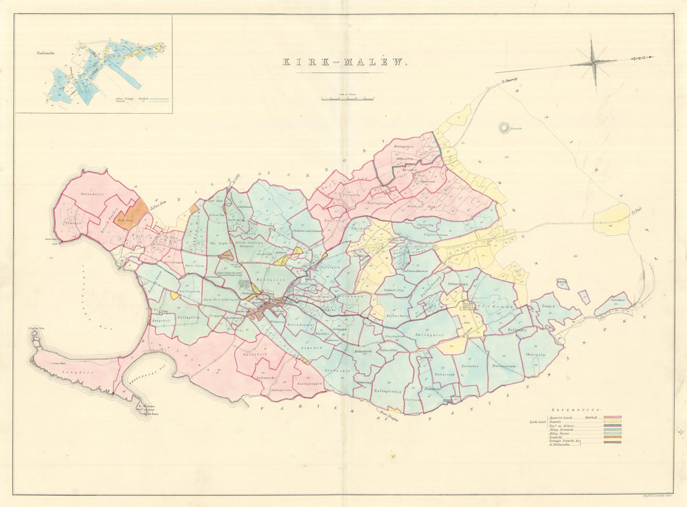 Kirk-Malew Parish & Castletown, Rushen Sheading, Isle of Man by J Woods 1829 map