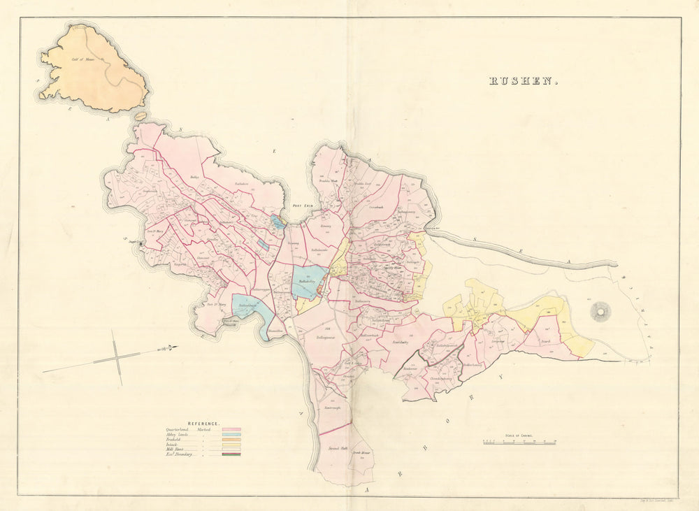 Rushen Parish, Port St. Mary & Port Erin, Isle of Man by James Woods 1829 map