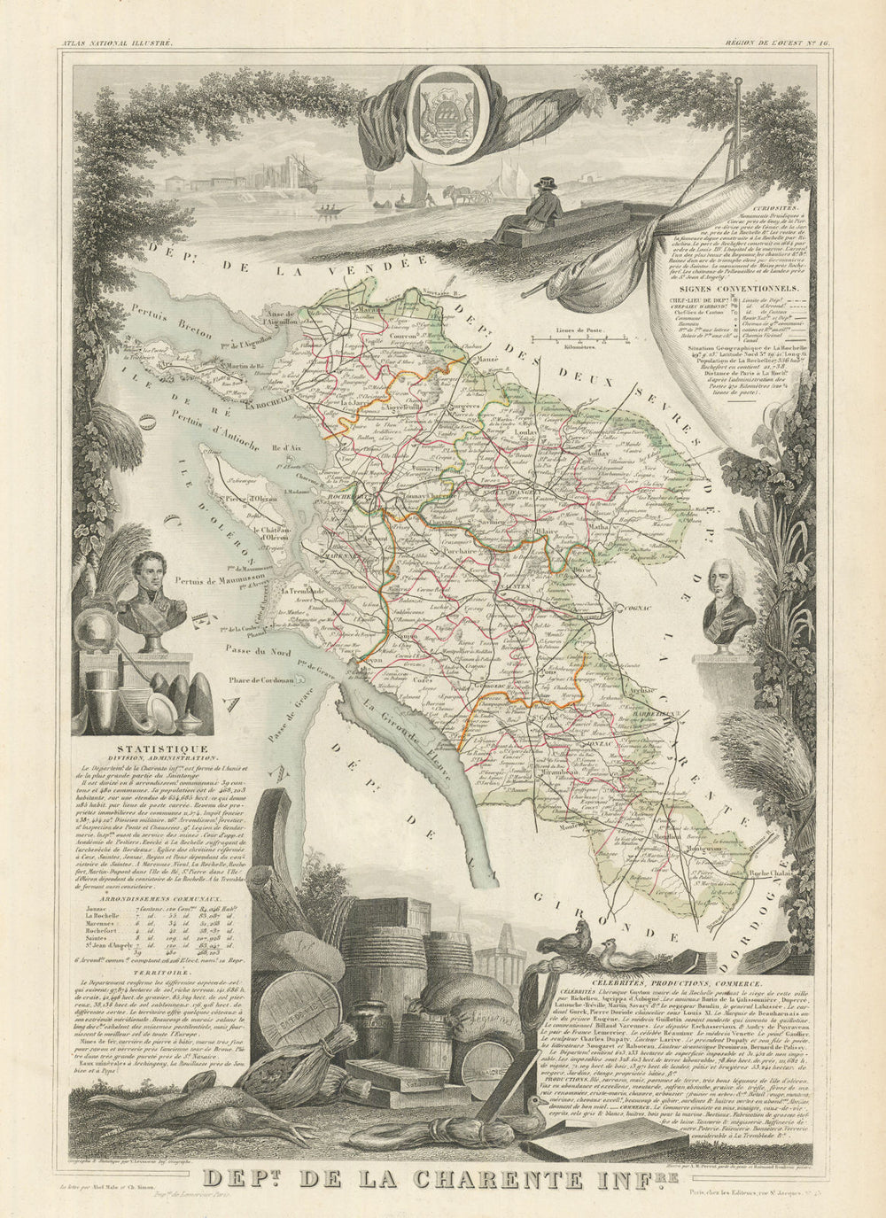 Département de la CHARENTE-INFÉRIEURE . Charente-Maritime. LEVASSEUR 1856 map