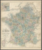 FRANCE. LARGE. Decorative antique map/carte by Victor LEVASSEUR 1856 old