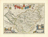 Cestria Comitatus Palatinus. Cheshire county map by Blaeu 1645 old antique