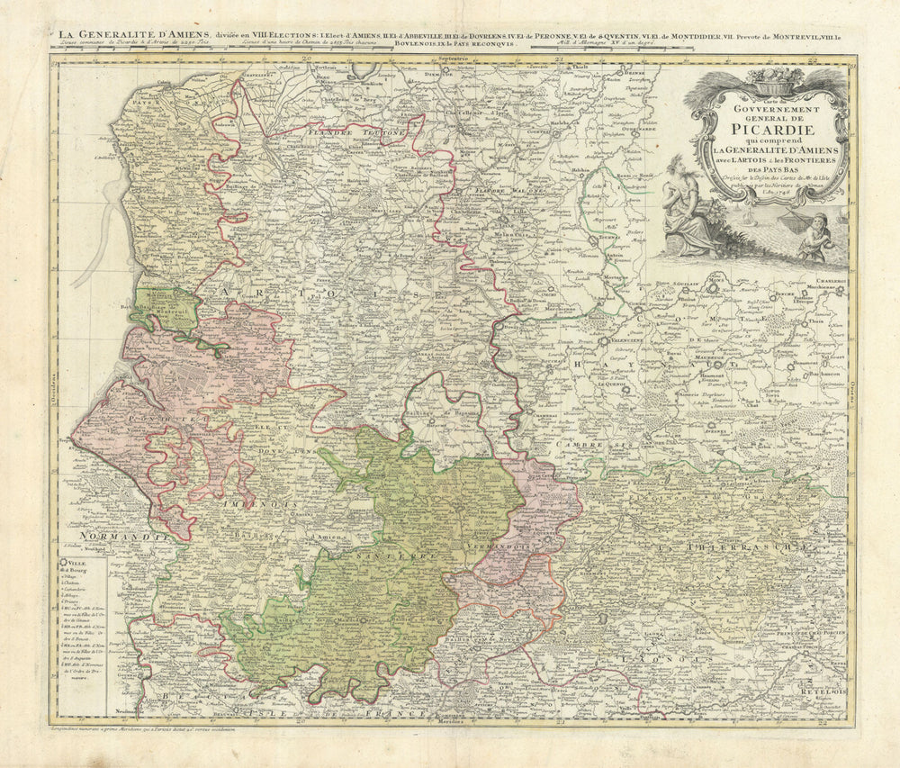 Carte du Gouvernement General de Picardie qui Comprend… HOMANN HEIRS  1746 map