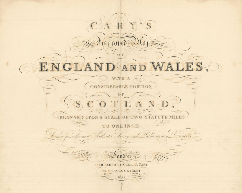 "Cary's Improved Map of England and Wales…" Title map. G & J Cary 1832 print