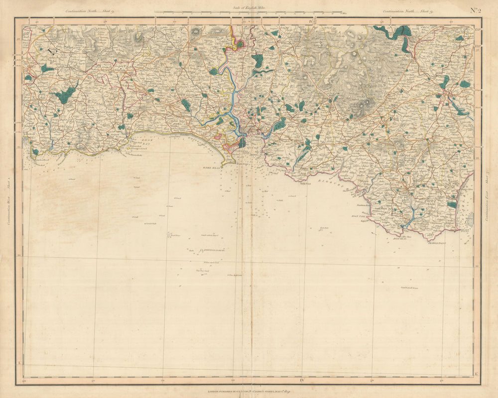 SOUTH DEVON & CORNWALL COAST. Dartmoor South Hams Tamar Fowey. CARY 1832 map