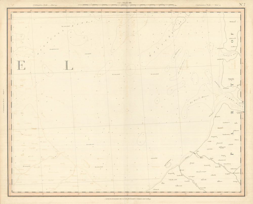 English Channel & Coast of Somme, Pas-de-Calais & Seine-Maritime. CARY 1832 map