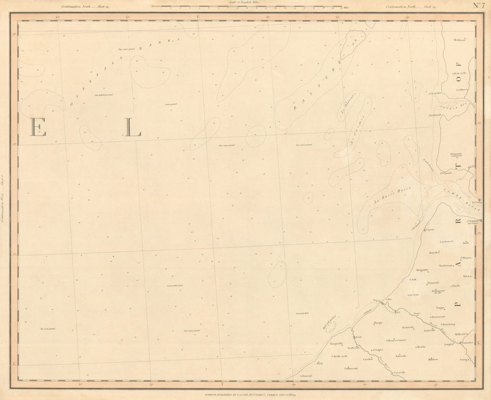 English Channel & Coast of Somme, Pas-de-Calais & Seine-Maritime. CARY 1832 map