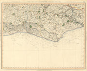 SUSSEX COAST, SOUTH DOWNS & SEVEN SISTERS. Brighton Eastbourne. CARY 1832 map