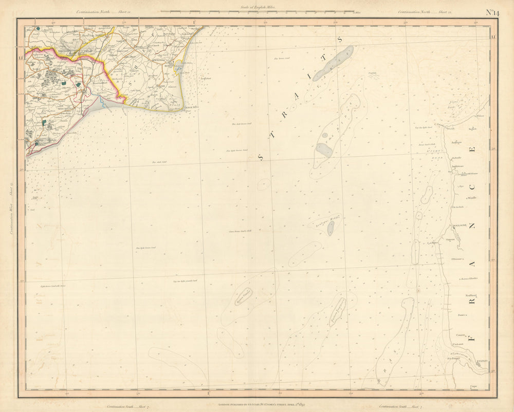 HASTINGS, RYE & ROMNEY MARSH. East Sussex & South Kent coasts. CARY 1832 map