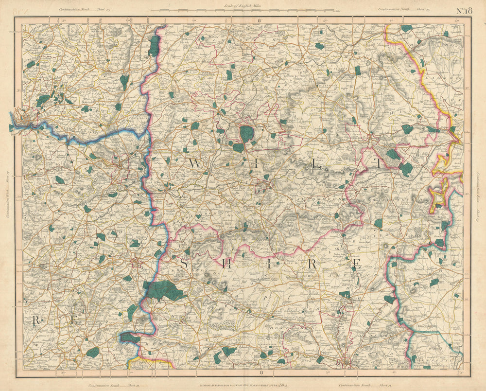 SOUTH COTSWOLDS & NORTH WESSEX DOWNS. Bristol Wiltshire E Somerset CARY 1832 map
