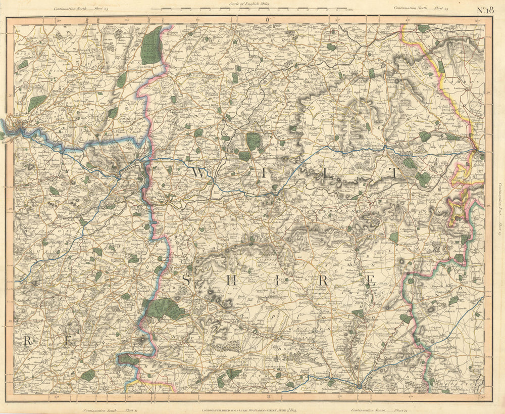 SOUTH COTSWOLDS & NORTH WESSEX DOWNS. Bristol Wiltshire E Somerset CARY 1832 map