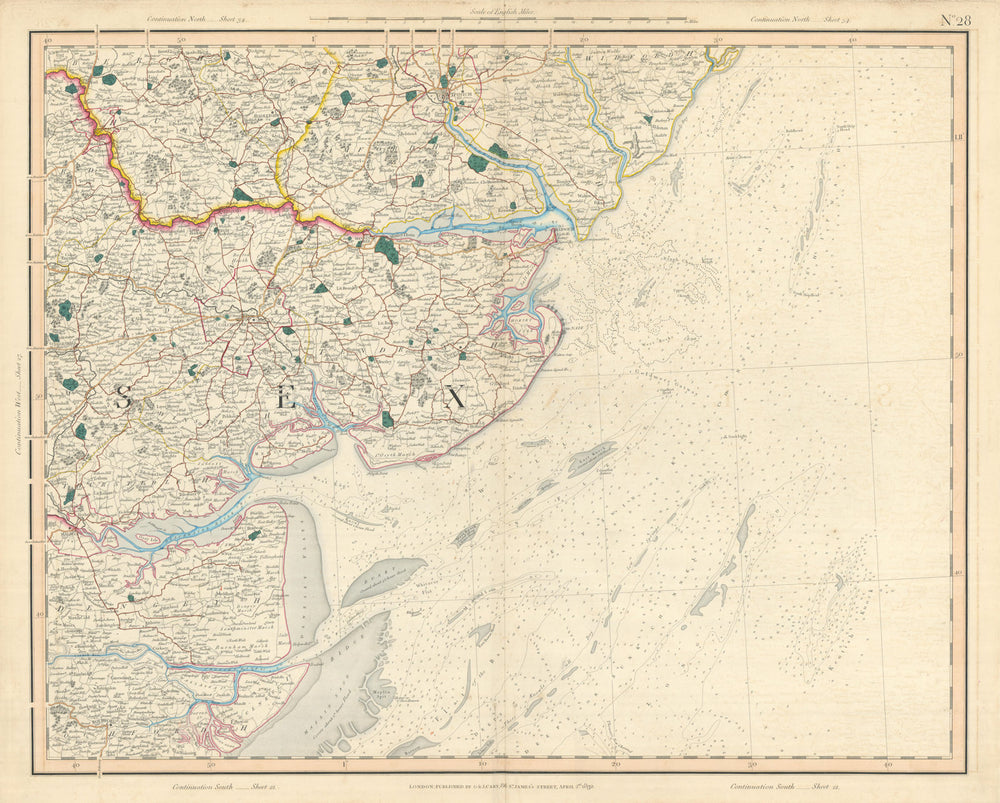 NORTH ESSEX & SOUTH SUFFOLK COASTS. Haven Ports. Tendring. CARY 1832 old map