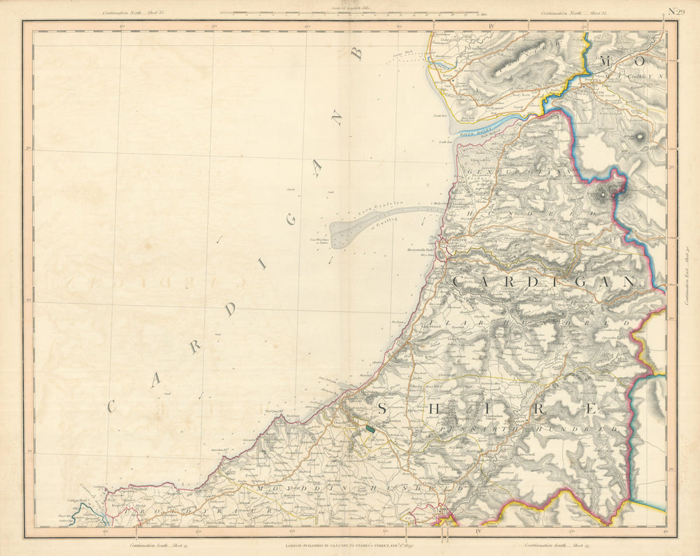 CARDIGAN BAY. Cardiganshire, South Merionethshire. River Dyfi. CARY 1832 map