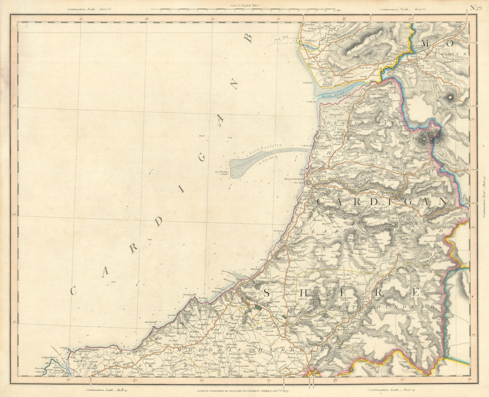 CARDIGAN BAY. Cardiganshire, South Merionethshire. River Dyfi. CARY 1832 map