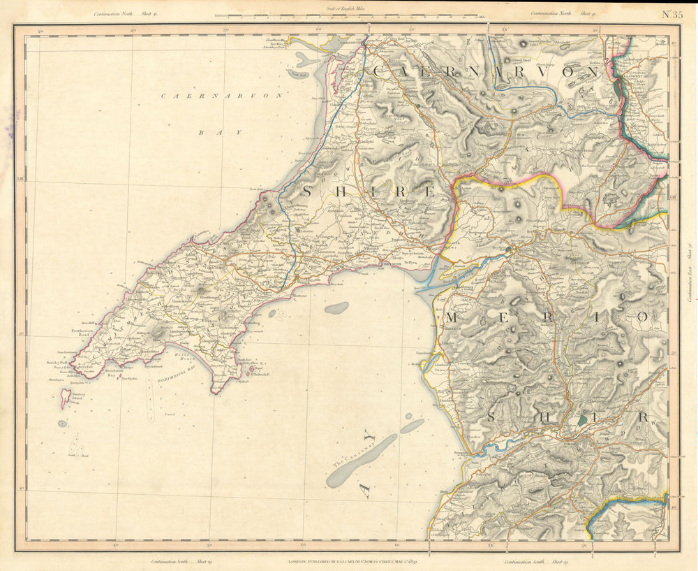 SNOWDONIA & LLYN PENINSULA. Carnarvonshire, West Merionethshire. CARY 1832 map