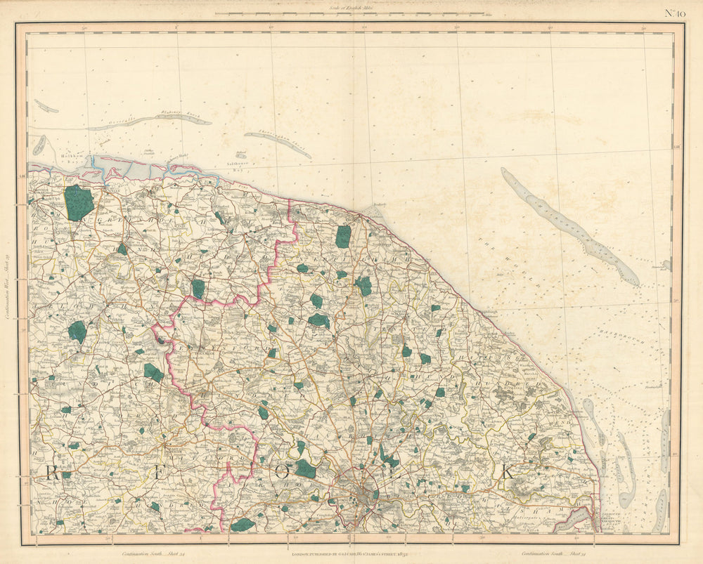 NORTH NORFOLK & THE BROADS. Broadland. Great Yarmouth & Norwich. CARY 1832 map