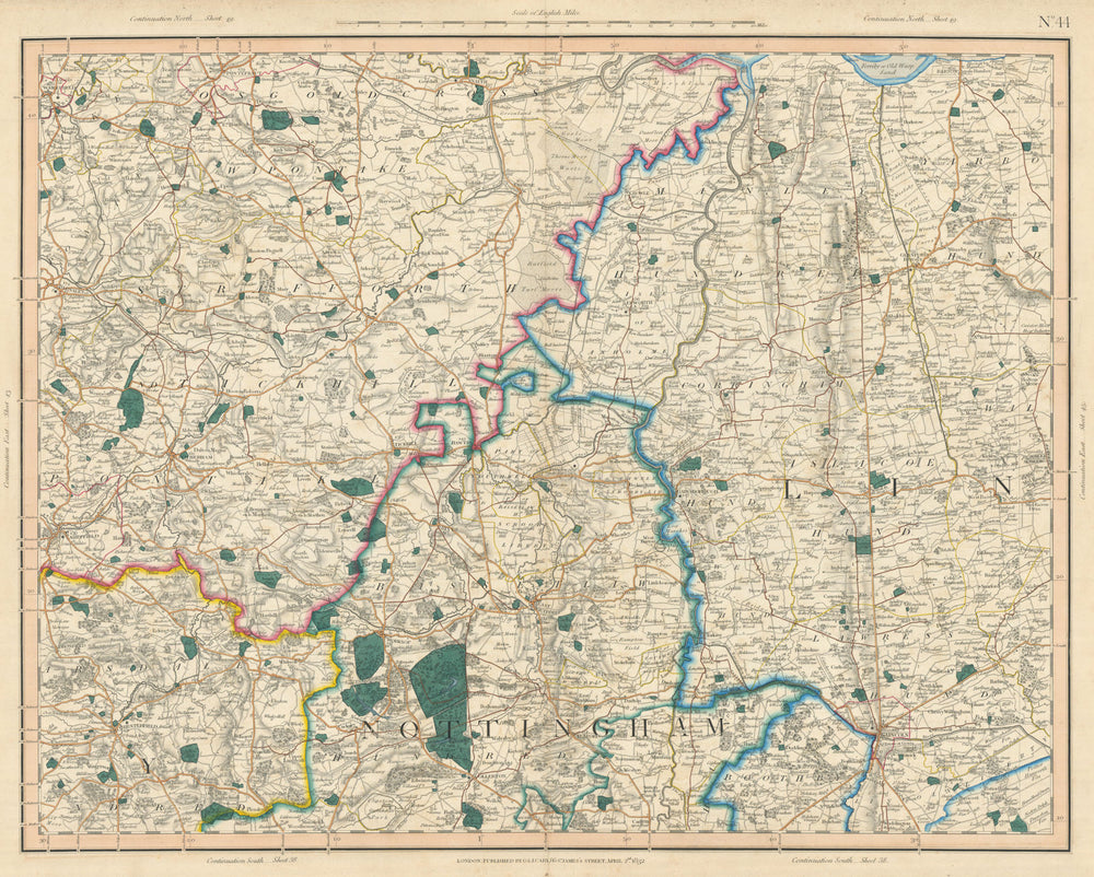 South Yorkshire, NW Lincolnshire, North Nottinghamshire. CARY 1832 old map