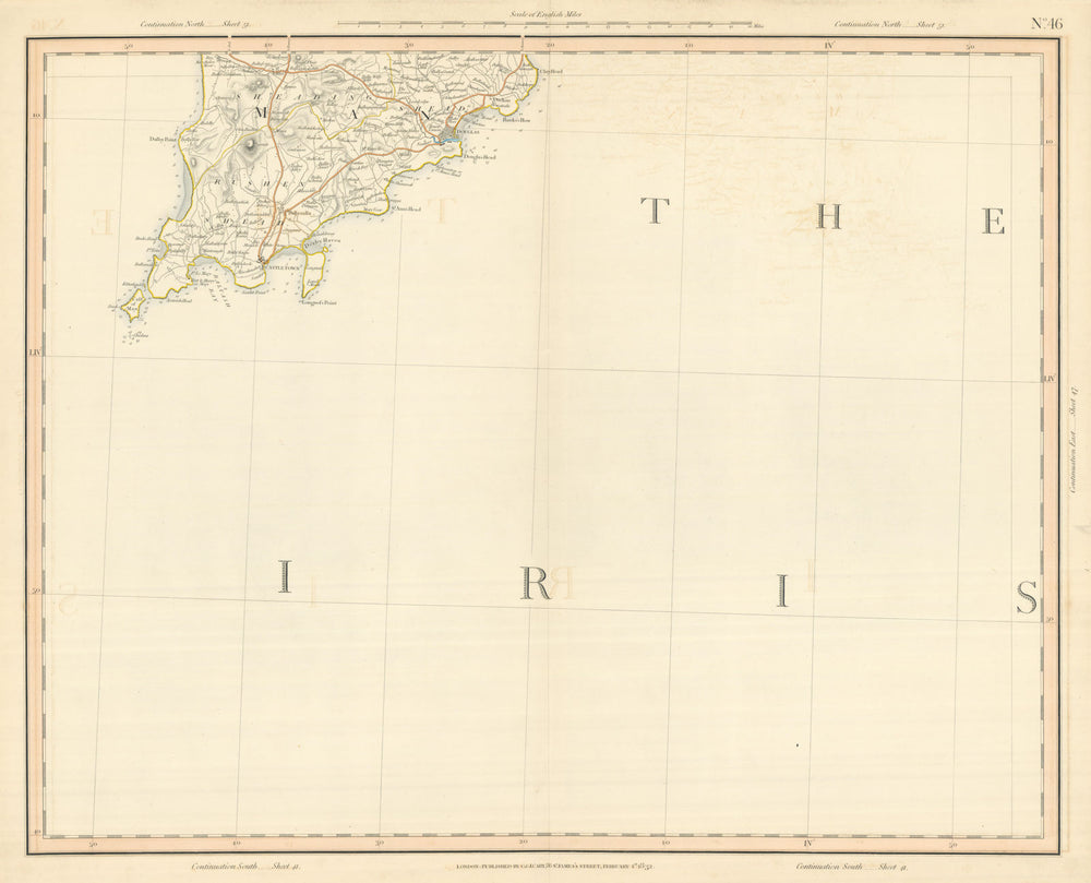 ISLE OF MAN SOUTH. Irish Sea. Douglas Castletown. CARY 1832 old antique map