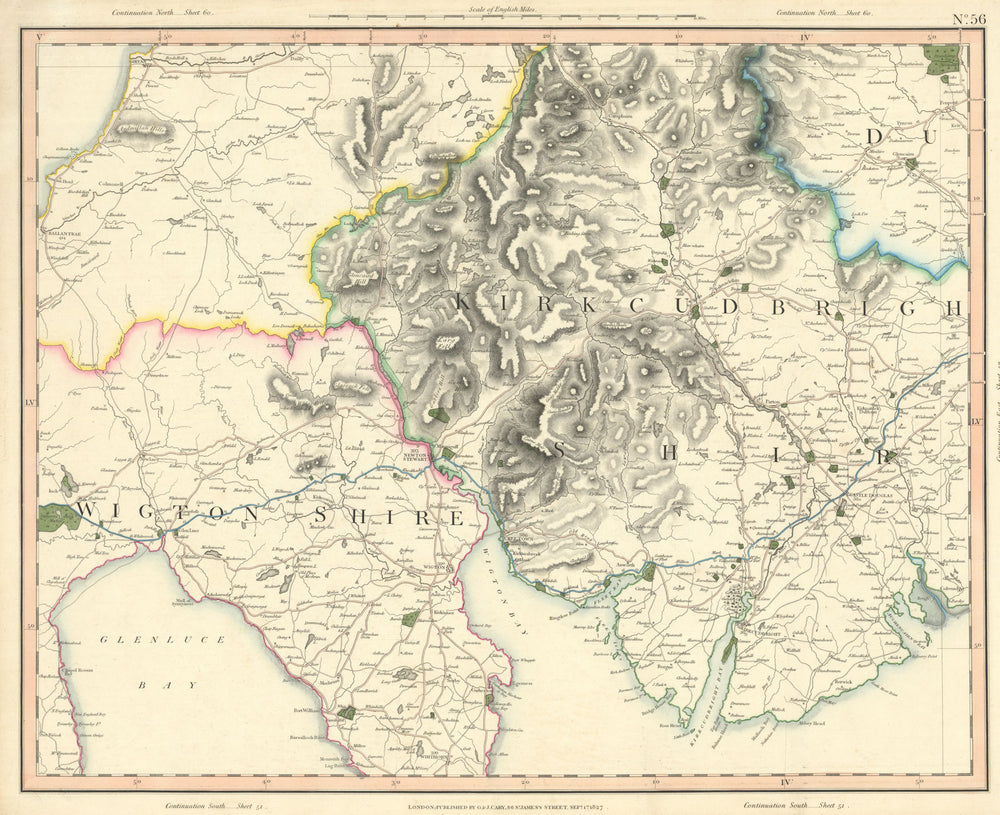 GALLOWAY & MIINGAFF HILLS. Kirkudbrightshire Ayrshire Wigtownshire CARY 1832 map