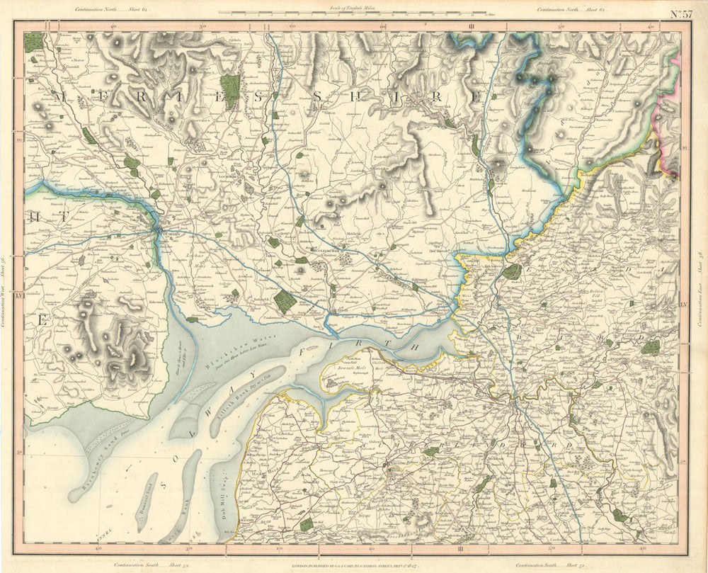 SOLWAY FIRTH. South Dumfries-shire & North Cumbria. Carlisle. CARY 1832 map