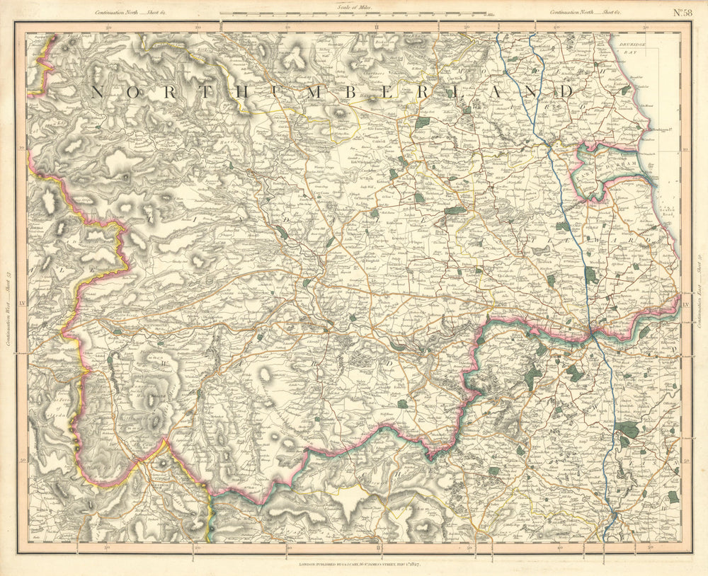 SOUTHERN NORTUMBERLAND. North County Durham. Newcastle-upon-Tyne. CARY 1832 map