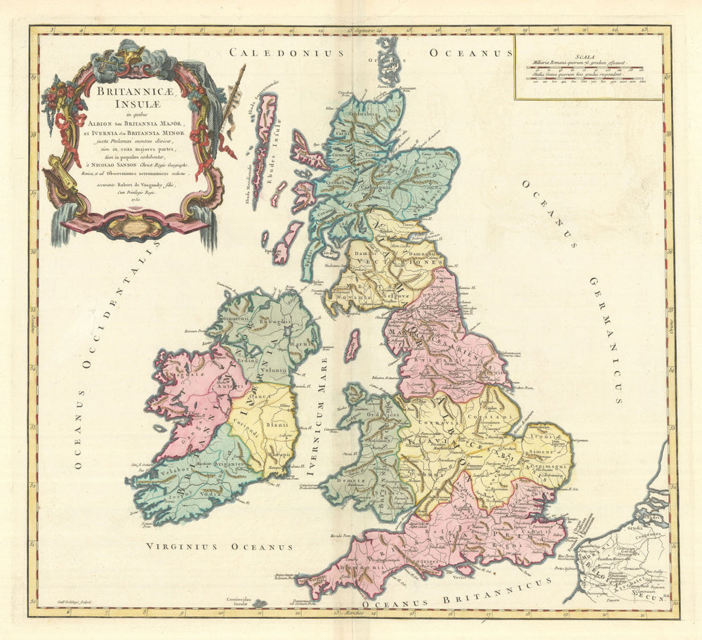 Britannicae, Insulae in quibus Albion… British Isles ROBERT DE VAUGONDY 1757 map