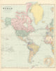 World on Mercator's Projection. West sheet. Americas. 67x55cm. STANFORD 1896 map