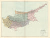 Cyprus. Districts. Ancient sites. Large 51x66cm. STANFORD 1896 old antique map