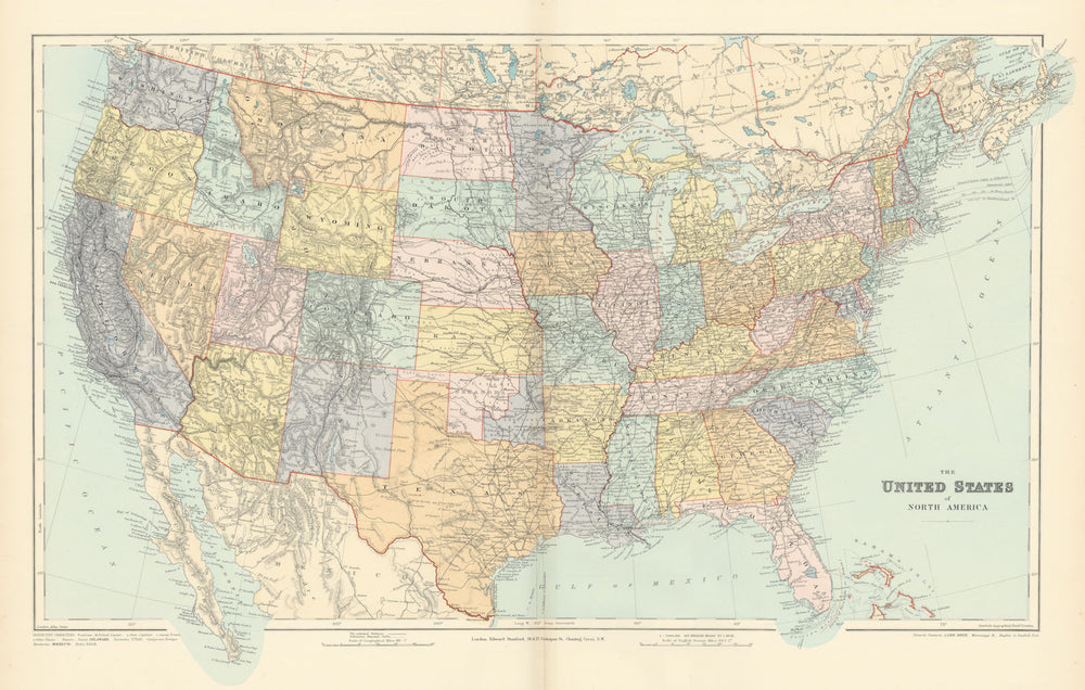 United States of America. North Dakota named State of Lincoln. STANFORD 1896 map
