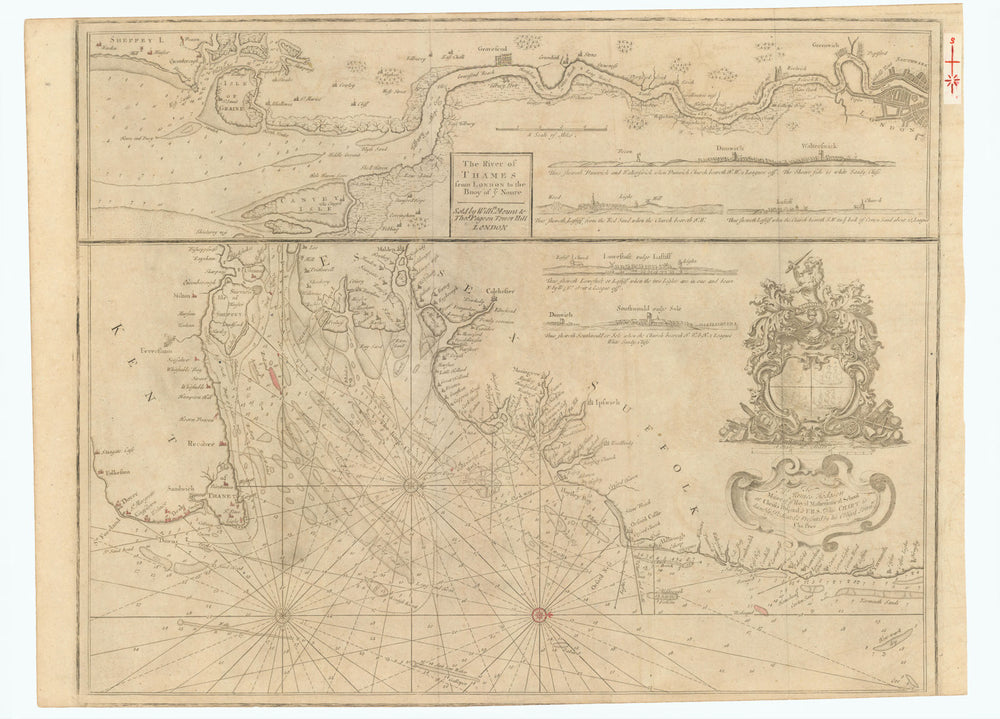The River of Thames from London to the Buoy of ye Noure. MOUNT & PAGE 1758 map